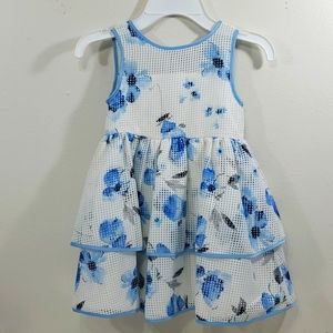 FRAIS white and blue netted & checkered dress size 4